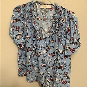 LOFT Blue Patterned Blouse